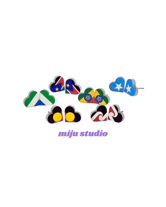 Flag Heart Stud Earrings